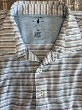 johnnie-O Blue & White Striped Polo